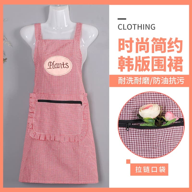 纯棉女围裙罩衣时尚透气厨房家用韩版夏季薄款背带全棉做饭工作服 - 缩略图4