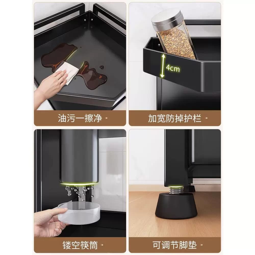 大鑫众厨房置物架调料架台面多功能厨房盐油转角多层收纳盒三角架 - 缩略图5