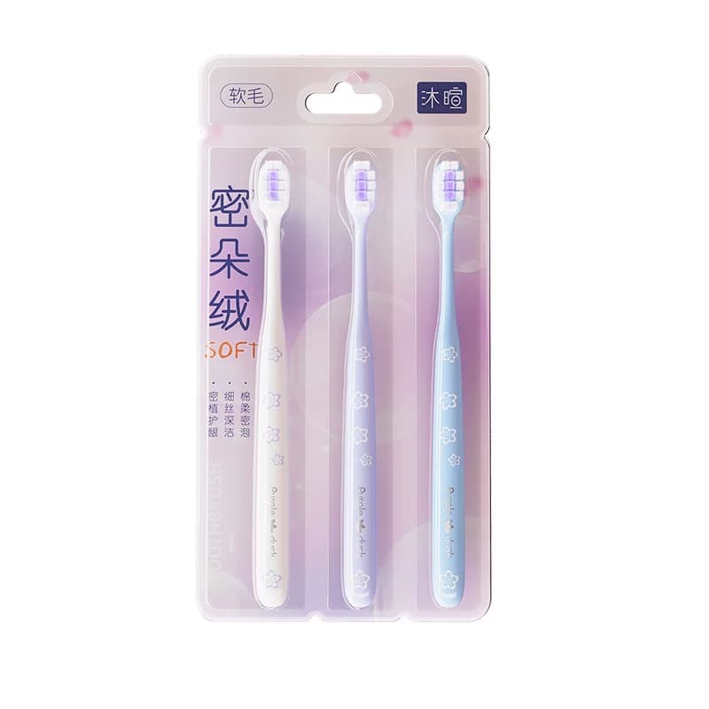 紫霞宽头软毛牙刷3支装男士情侣月子产后专用清洁护齿家庭特惠装 - 缩略图5