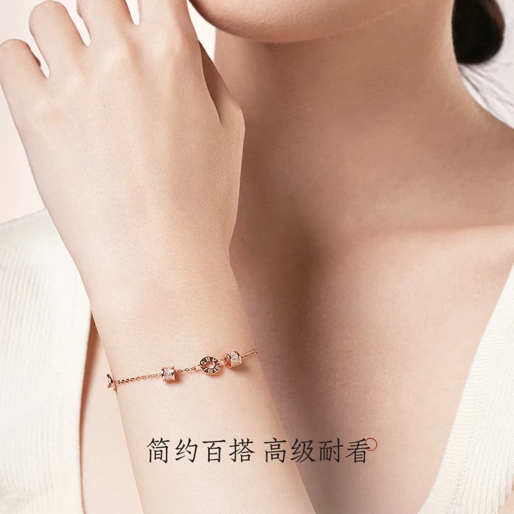 周大生玫瑰金色银小蛮腰手链女生款轻奢小众精致感生日礼物送女友 - 缩略图4
