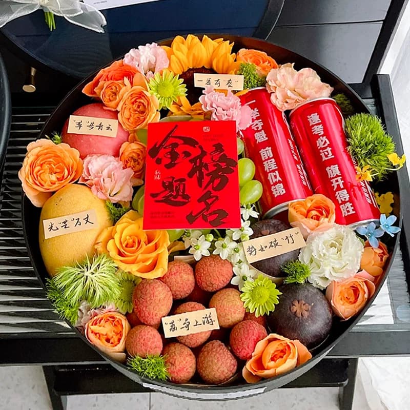 高档手提圆形鲜花水果礼盒入冬四件套花束开窗空盒花盒插花包装盒 - 缩略图3