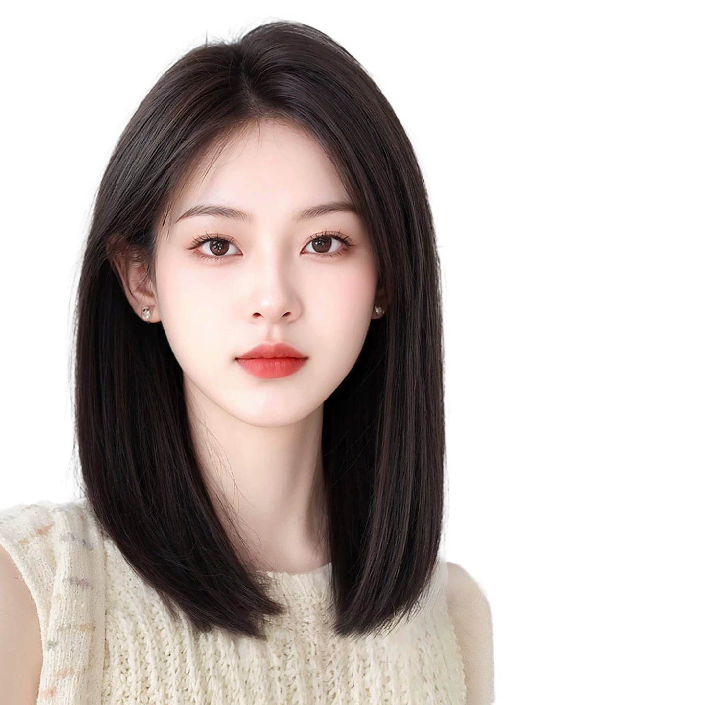 假发女全头套式侧分中长发真人发丝短发锁骨发无痕自然整顶假发套 - 缩略图5