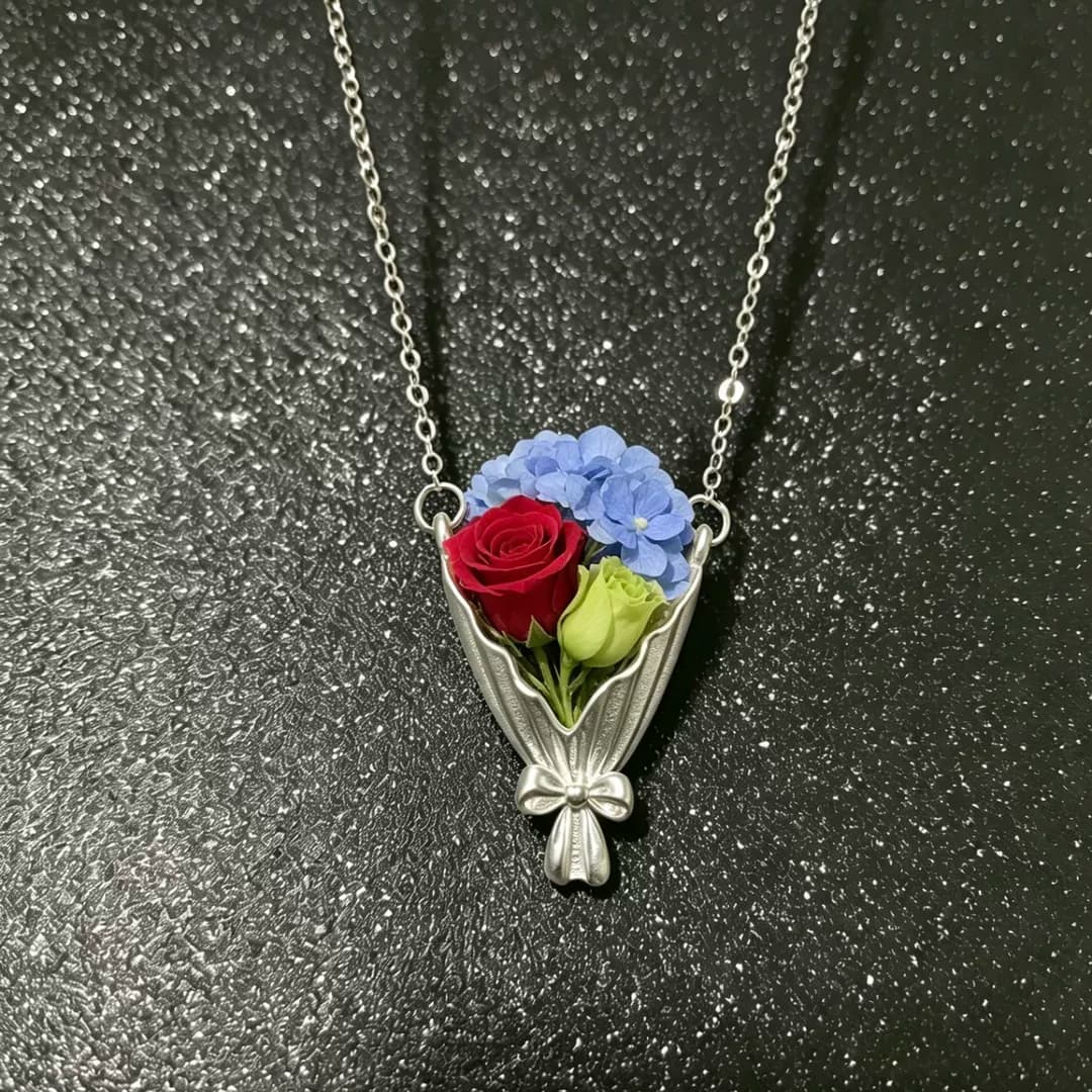 宣宁DIY插花花束项链小众设计波浪造型磨砂百搭浪漫百搭配饰 - 缩略图2