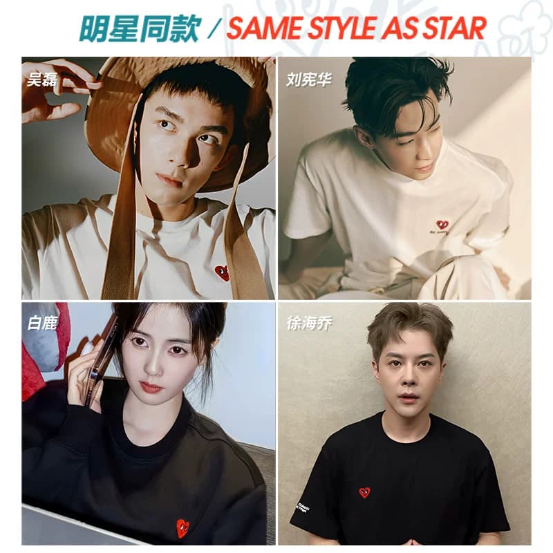 查尔斯桃心加绒涂鸦领带假两件衬衫领卫衣男女秋冬季情侣休闲衣服 - 缩略图5