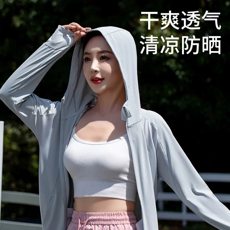 A2026夏季情侣休闲防晒衣户外冰丝防紫外线透气冰感连帽防晒服 - 缩略图3