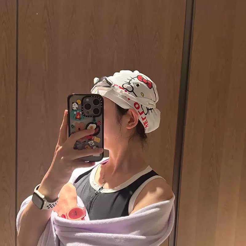 KT猫硅胶泳帽女款长发加大不勒头高颜值防水防滑大头围游泳帽 - 缩略图2
