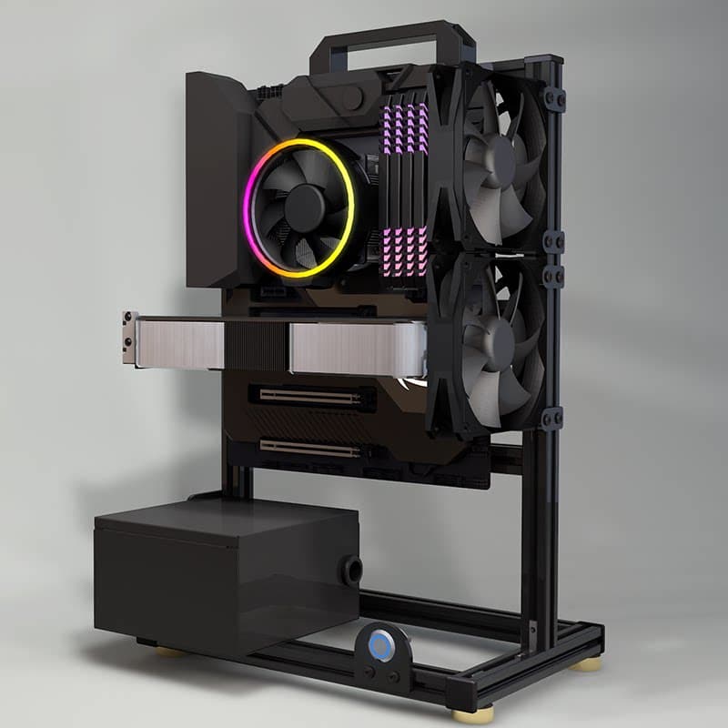 开放式机箱matx电脑机箱机架铝合金atx创意itx台式机箱主机小机箱 - 缩略图3