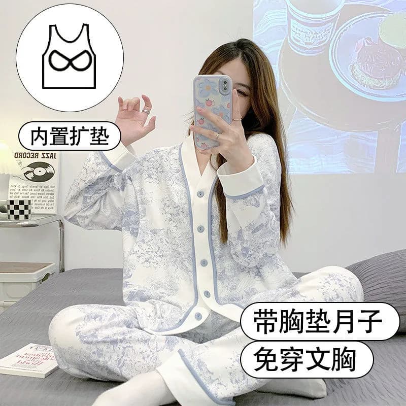 月子服春秋棉质产后薄款产妇哺乳孕妇睡衣夏季怀孕期9月份10秋冬 - 缩略图3