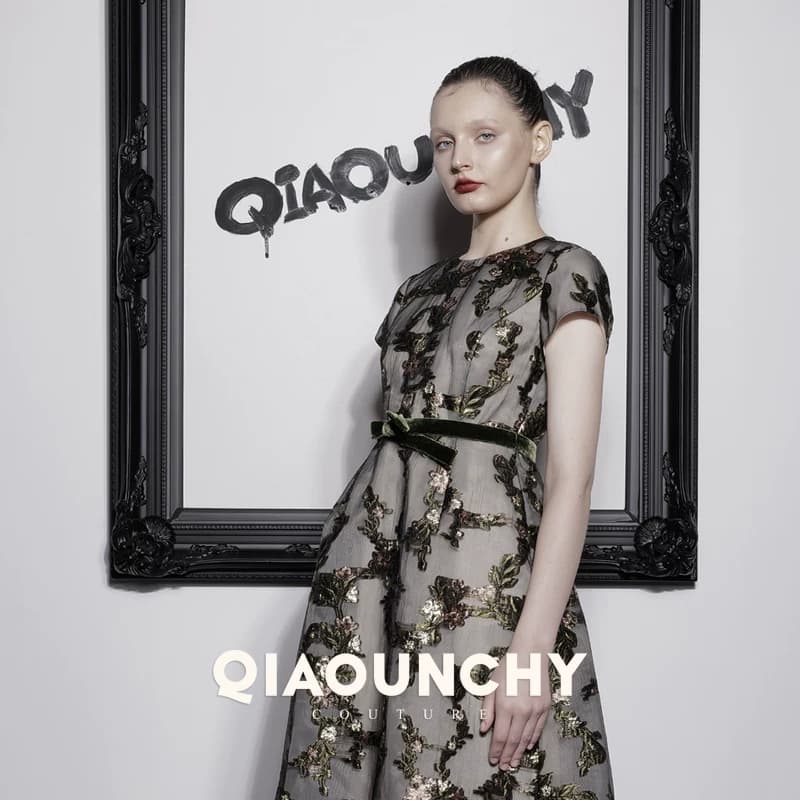 欧洲进口提花料 QIAOUNCHY俏云曦｜新梅上枝头复古金丝提花连衣裙 - 缩略图2