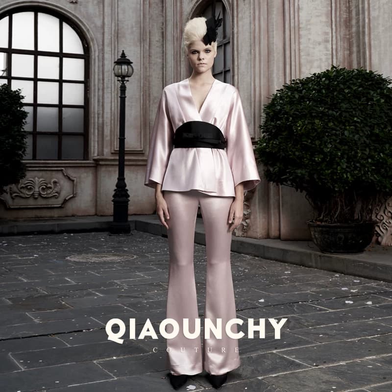桃花 QIAOUNCHY俏云曦｜秦风古韵高级缎面束腰宽袖上衣春夏女装 - 缩略图2
