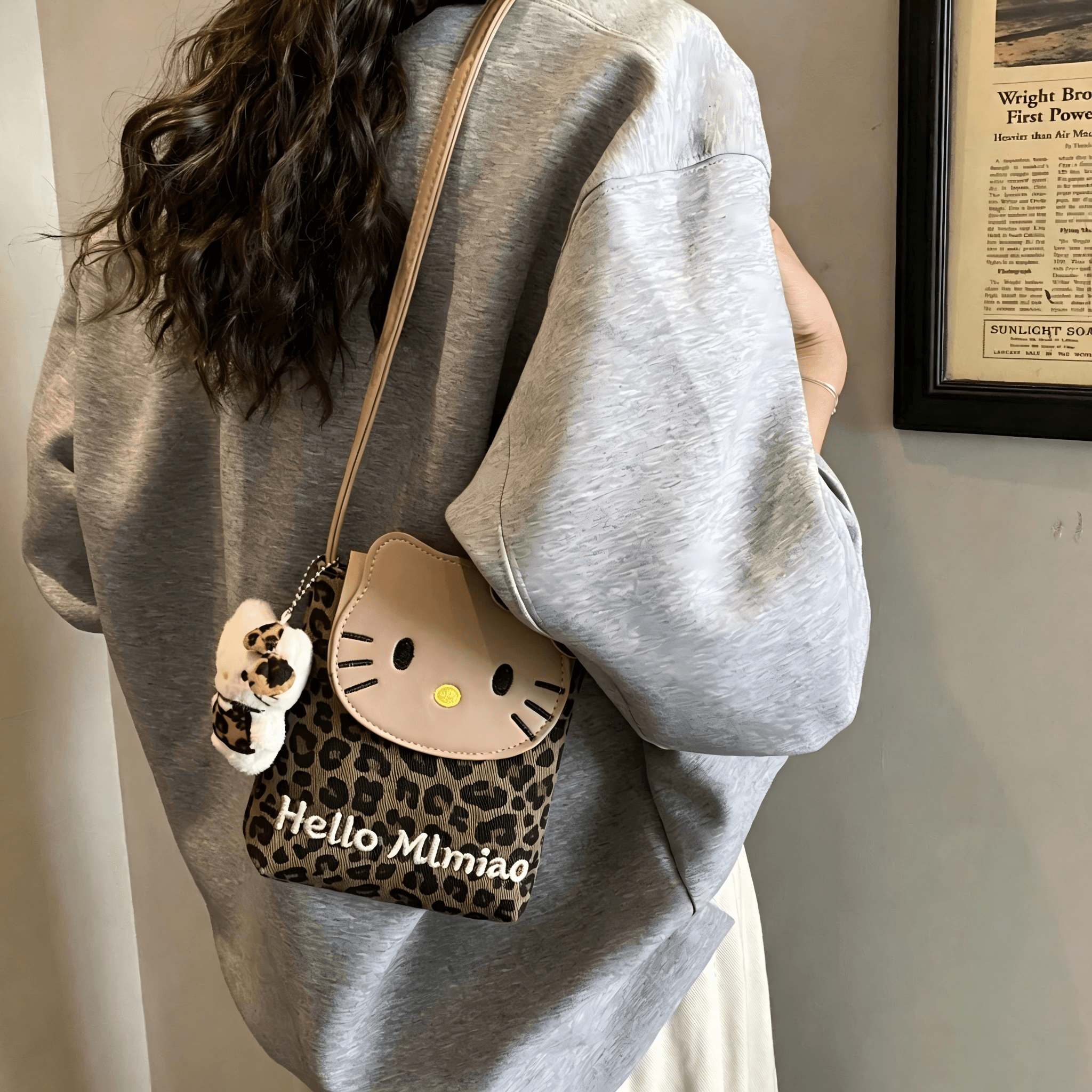 新款豹纹kitty猫咪可爱小包单肩斜挎包韩版洋气手机女童外出斜挎 - 缩略图2
