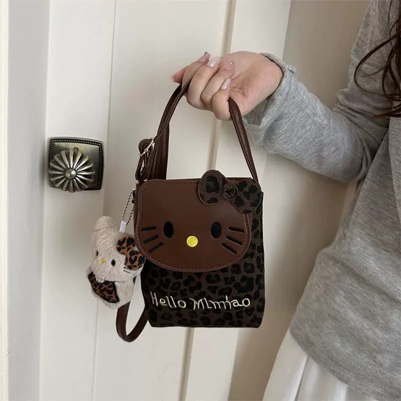 新款豹纹kitty猫咪可爱小包单肩斜挎包韩版洋气手机女童外出斜挎 - 缩略图5