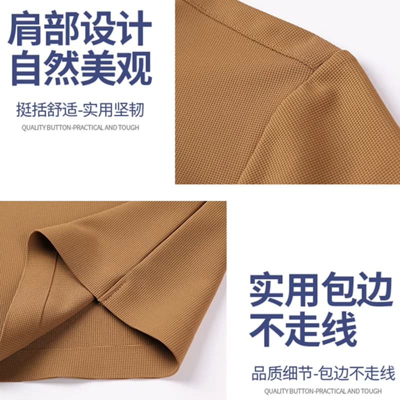 罗蒙长袖T恤男士华夫格纯色polo衫商务休闲弹力翻领打底衫上衣 - 缩略图4