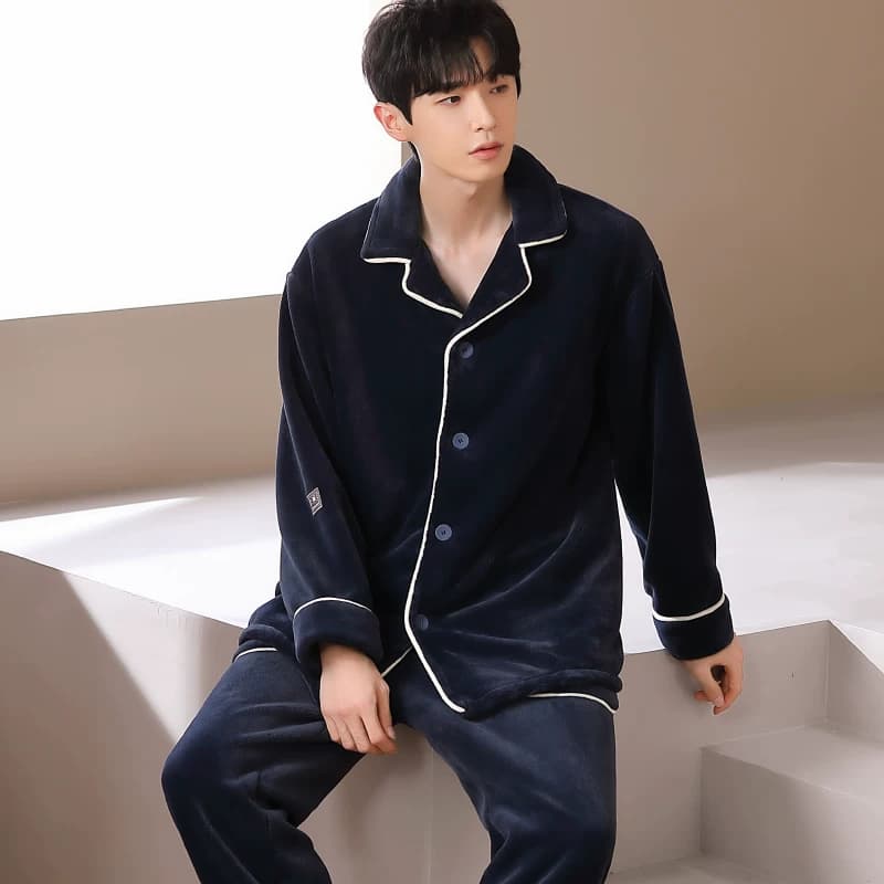男士睡衣男冬季珊瑚绒秋冬季款2026新款法兰绒加厚加绒家居服套装 - 缩略图5