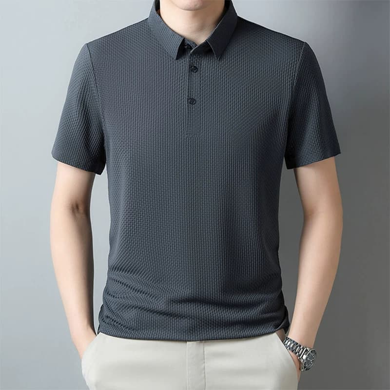 罗蒙无痕polo衫男士短袖t恤夏季商务休闲冰丝弹力透气翻领上衣 - 缩略图4