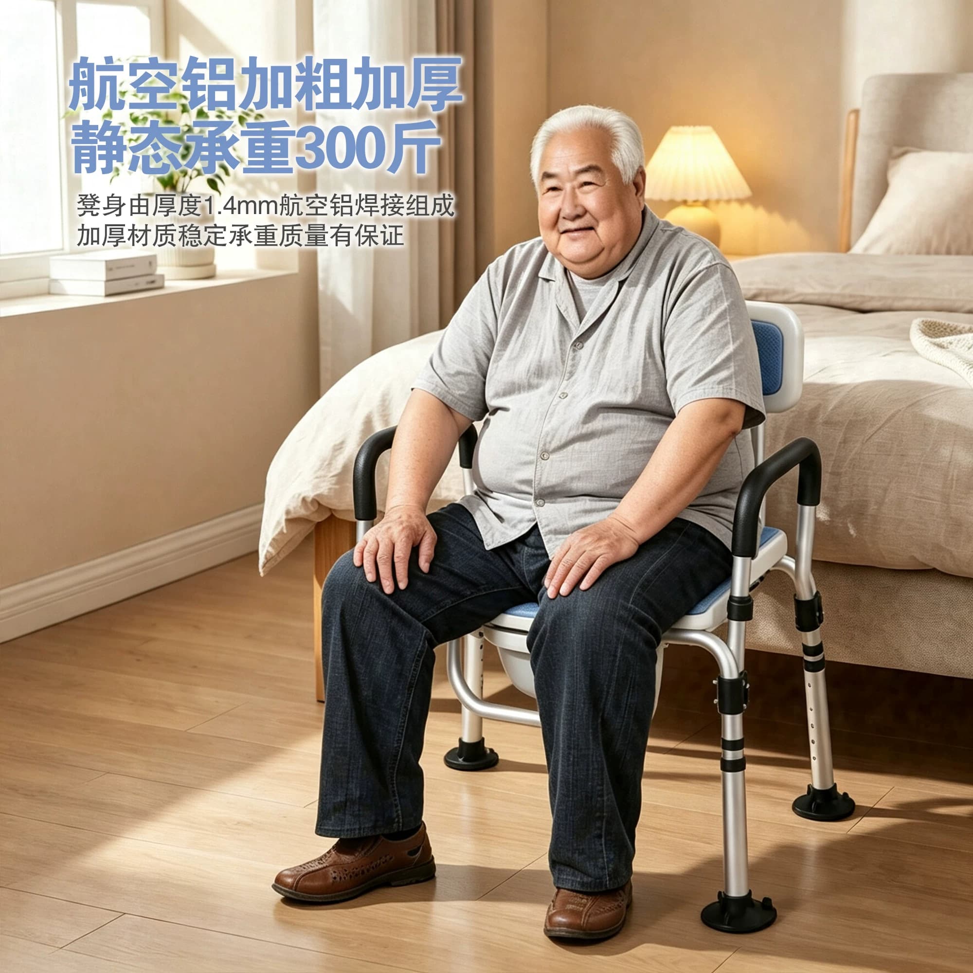 浴室洗澡座椅老人专用老人床边坐便器两用椅卫生间防滑沐浴椅 - 缩略图2