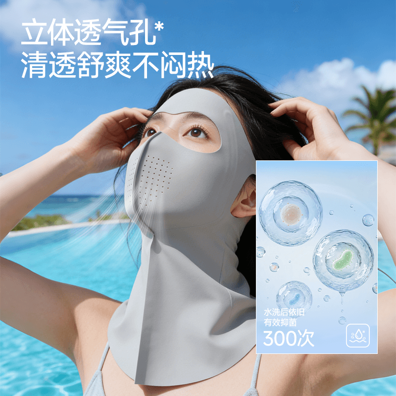 MissWiss护肩颈防晒面罩女轻薄户外防紫外线遮阳透气开车防晒口罩 - 缩略图4
