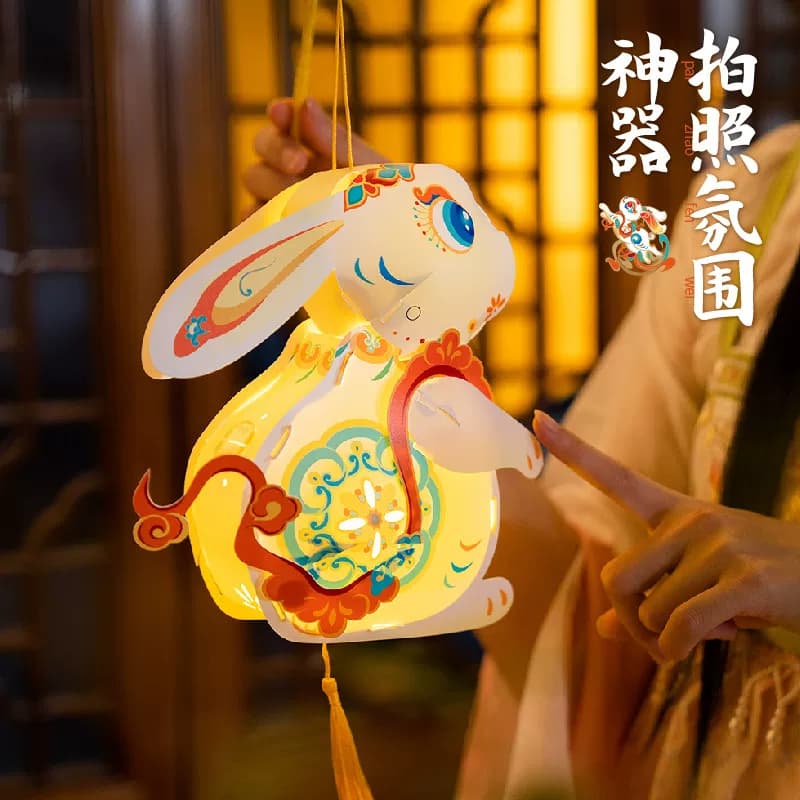 中秋节立体兔子灯笼手工diy材料儿童手提玉兔花灯幼儿园活动礼物 - 缩略图3