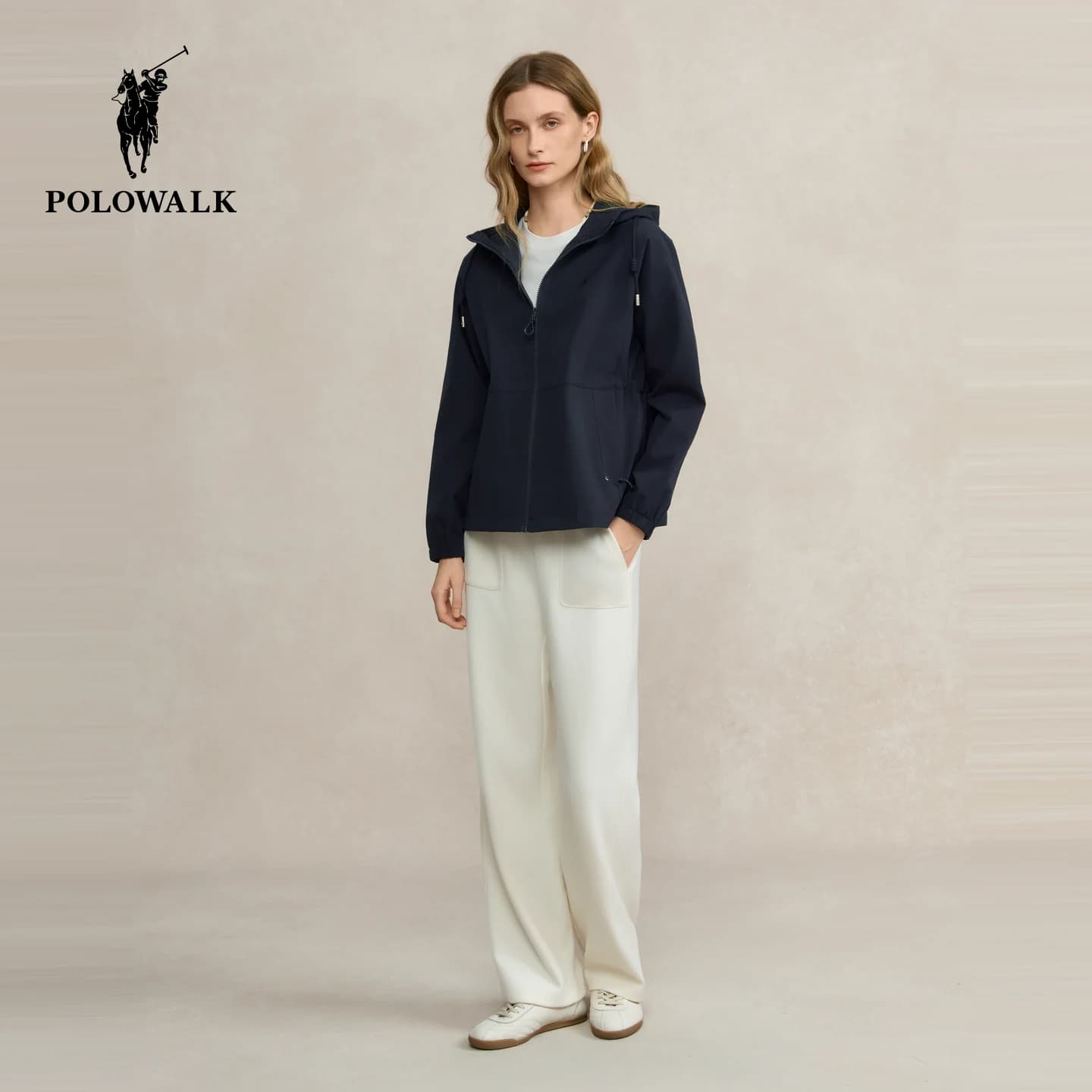 POLOWALK女式外套2026秋季新品简约连帽休闲百搭小个子纯色上衣女 - 缩略图5