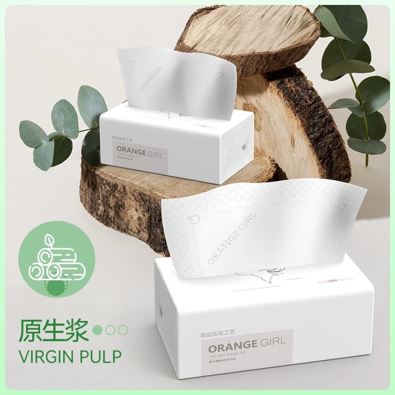 桔子姑娘中包抽纸380张加厚餐巾纸家用面巾纸整箱批发擦手卫生纸 - 缩略图5