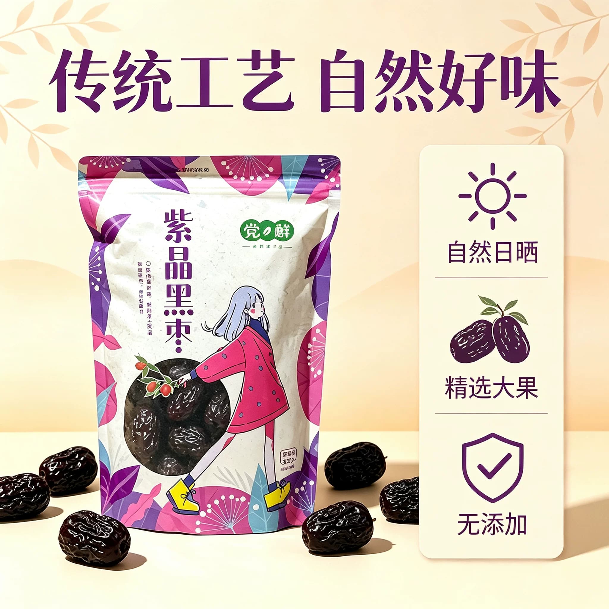 紫晶枣黑枣大颗粒大乌枣袋装500g即食干吃枣不特级非无核孕妇零食 - 缩略图4