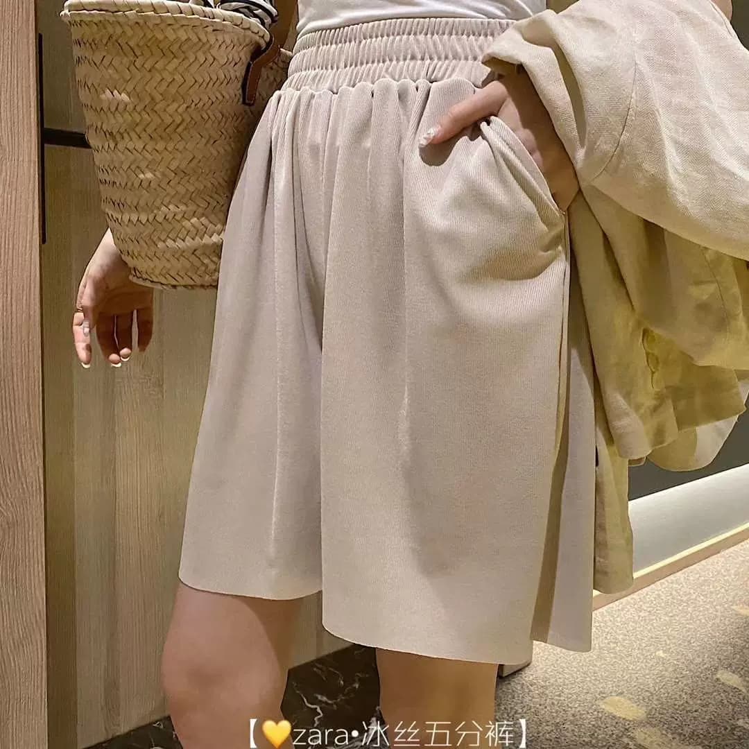 Q冰丝夏季薄款新款高腰宽松显瘦外穿直筒阔腿五分裤运动短裤子女 - 缩略图4