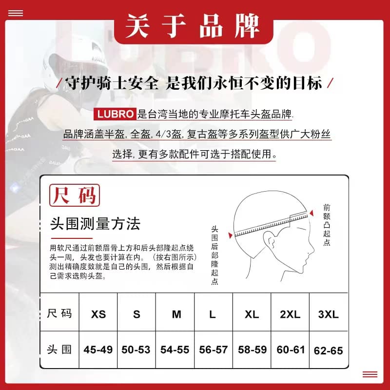 【官方正品】路霸头盔台湾Lubro机车摩托男女四季通用四分之三盔 - 缩略图2
