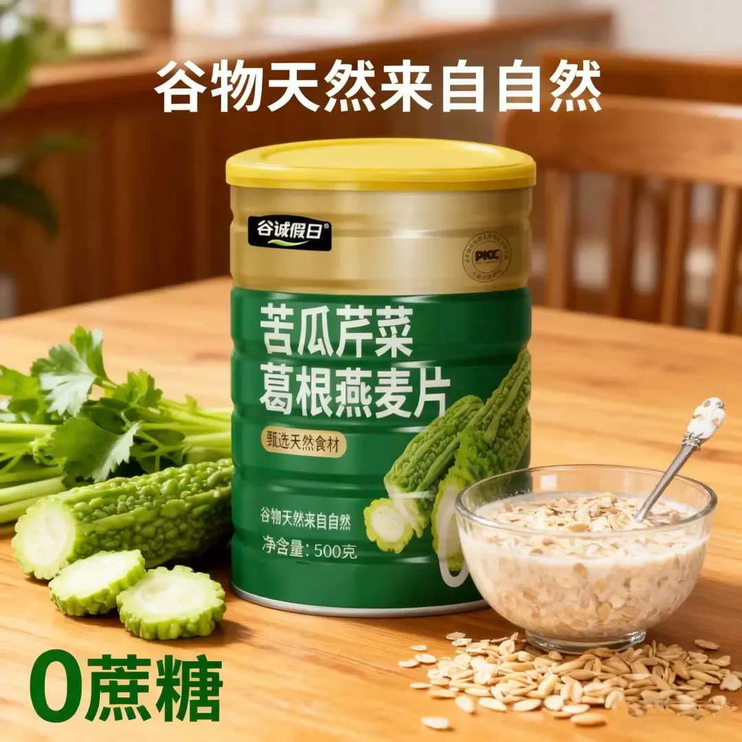 苦瓜芹菜葛根燕麦片罐装500克无糖低脂原味正品营养蔬菜早餐代餐 - 缩略图2