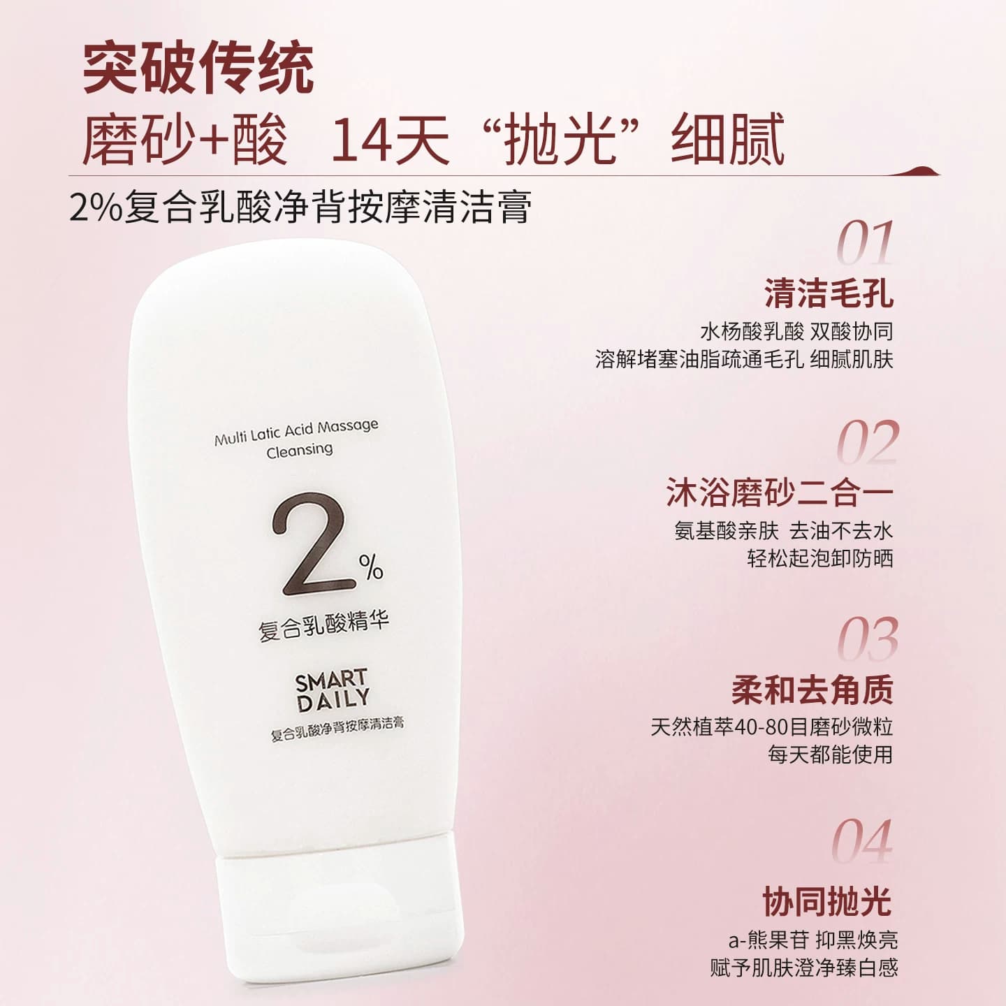 净背磨砂｜SD淳存2%复合乳酸磨砂膏水杨酸氨基酸前胸后背痘奶霜 - 缩略图2
