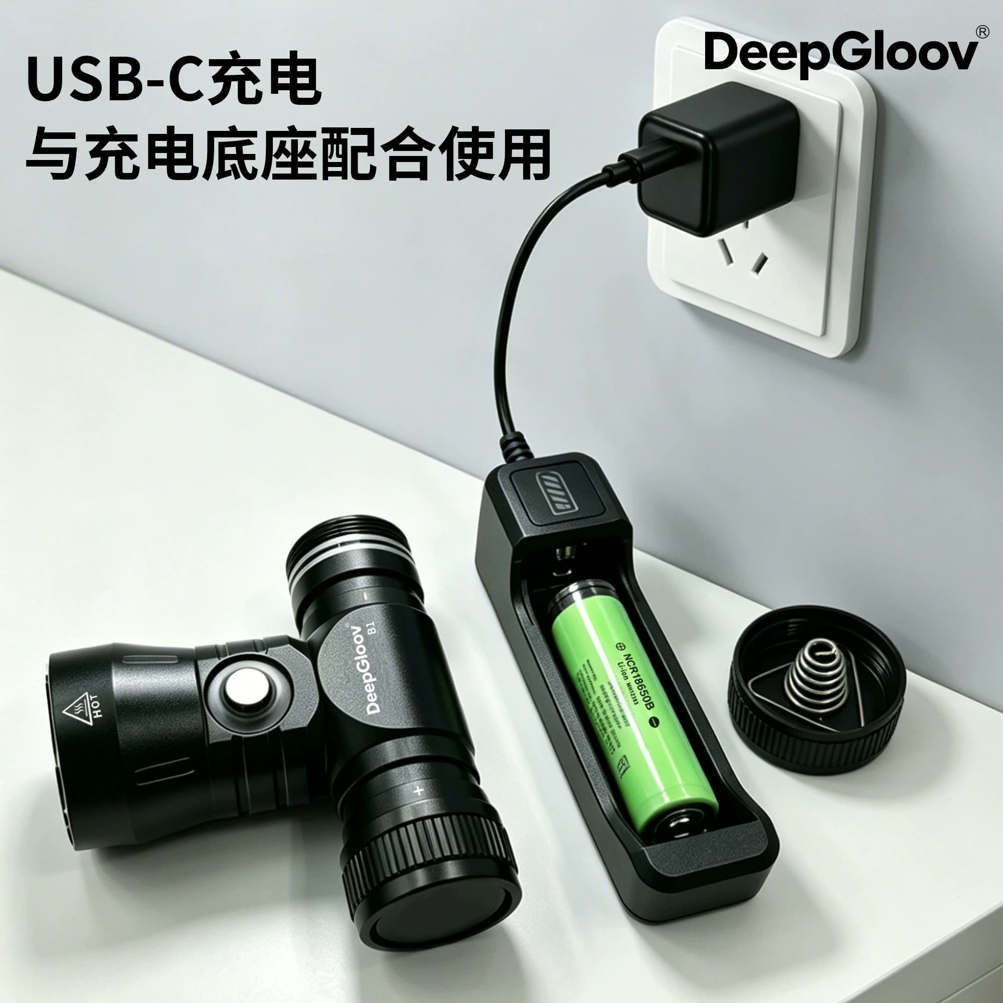 深海极光DeepGloov专业潜水头灯1200流明IPX8防水60米强光赶海 - 缩略图4