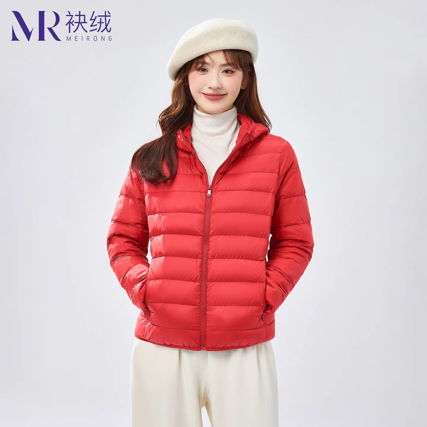 袂绒轻薄短款连帽羽绒服女2026新款超薄轻便排骨百搭保暖秋冬外套 - 缩略图2