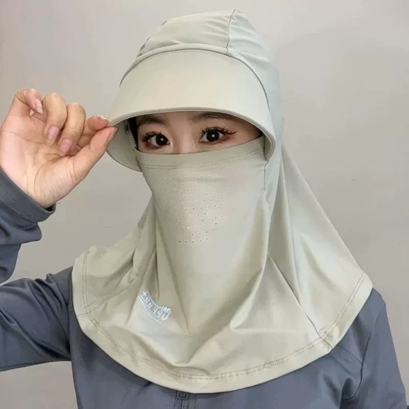 冰丝防晒帽子遮脸面罩遮阳帽夏季防紫外线骑车户外护颈防尘太阳帽 - 缩略图2