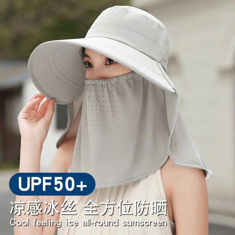 夏季冰丝防晒帽子面罩护颈一体女式太阳帽女2026新款大帽檐遮阳帽 - 缩略图2
