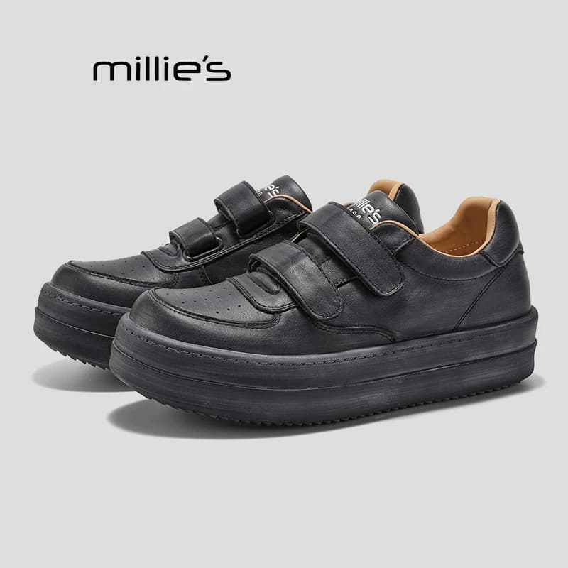 MILLIE'S/妙丽秋季真皮户外透气防滑厚底百搭休闲女士增高运动鞋P - 缩略图2