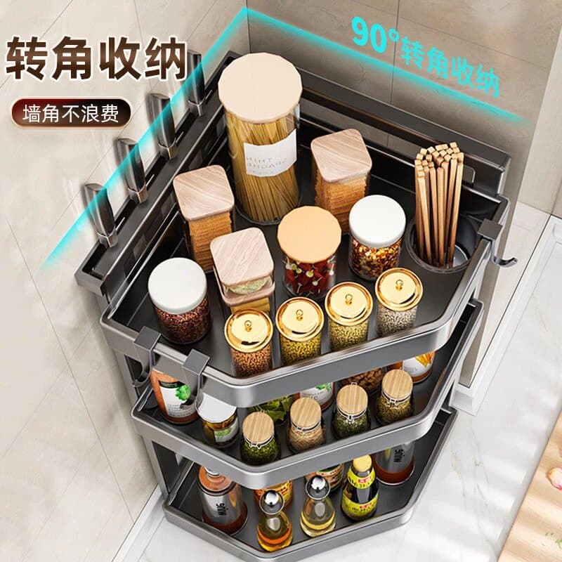 厨房置物架调料品架子多功能调味料台面灶台转角多层收纳架置物架 - 缩略图2