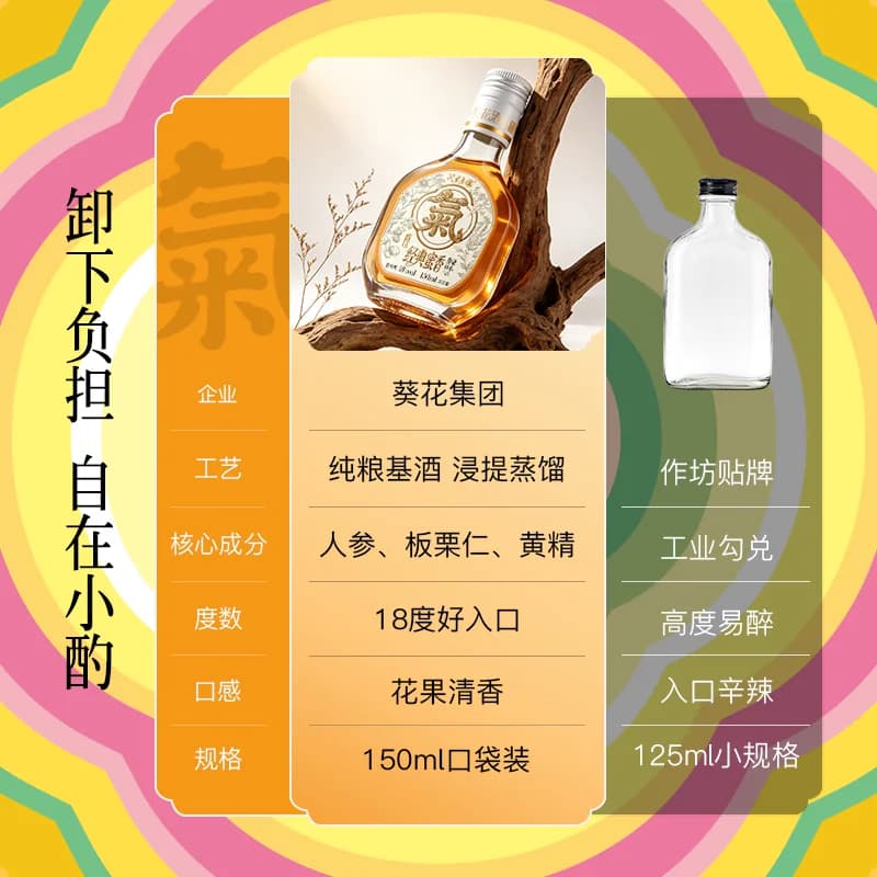 葵花酒业18度150ml栗参草本养生酒便携装自饮低度聚会送节礼露酒 - 缩略图3