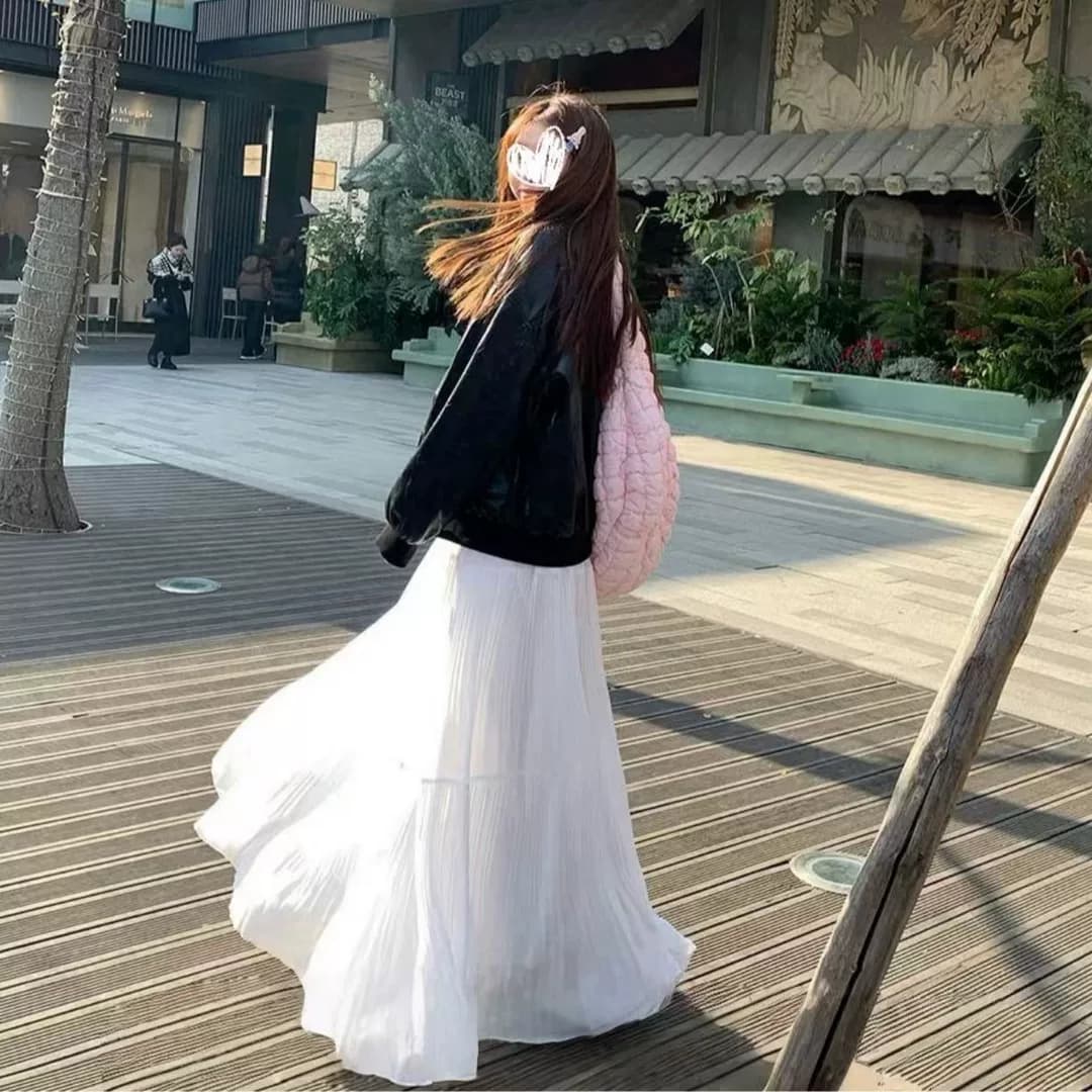 2026新款高腰仙女裙温柔风半身裙子早春气质百搭压褶裙长裙子ak - 缩略图2