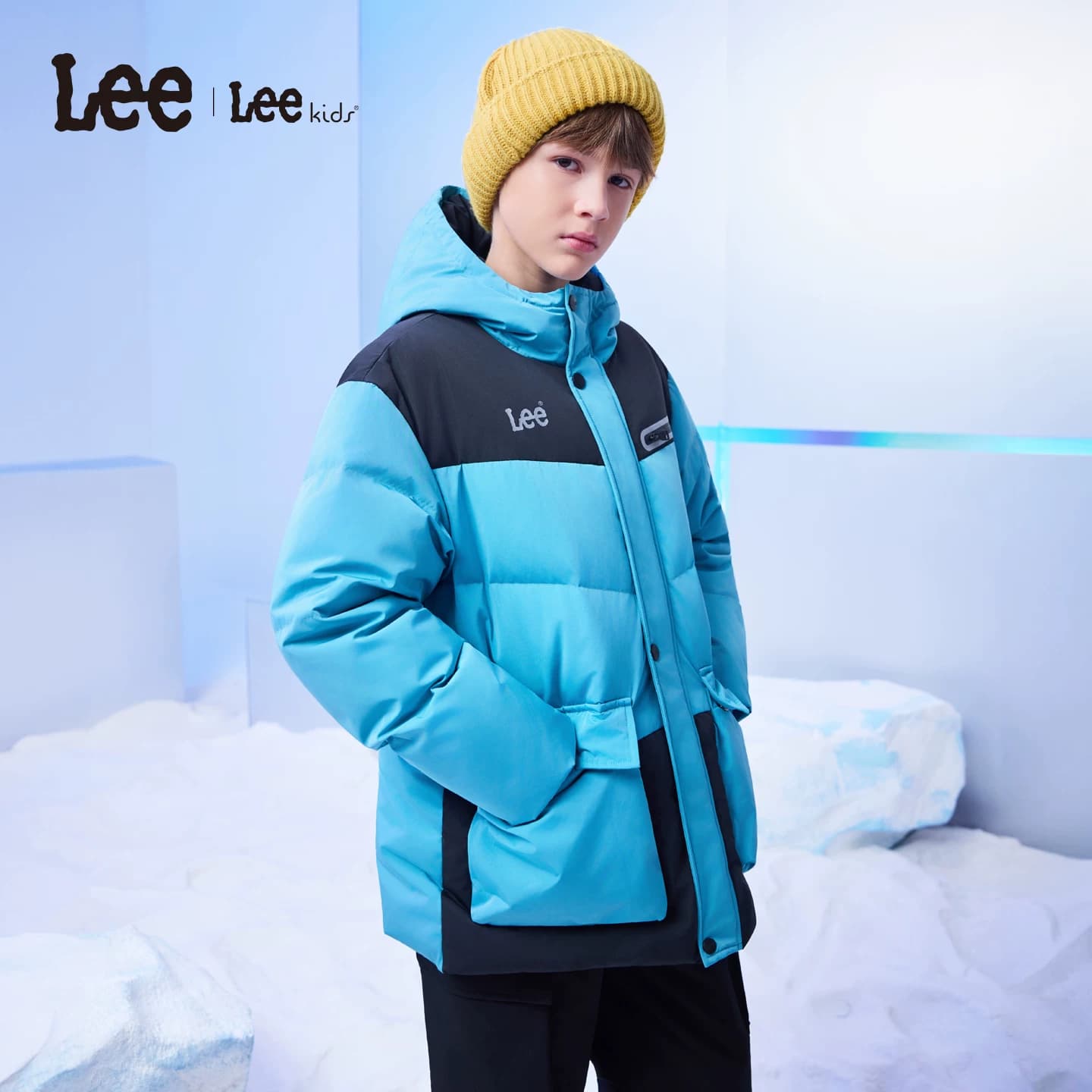Lee kids儿童厚款羽绒服冬季男女中大童防寒保暖宽松百搭连帽外套 - 缩略图3