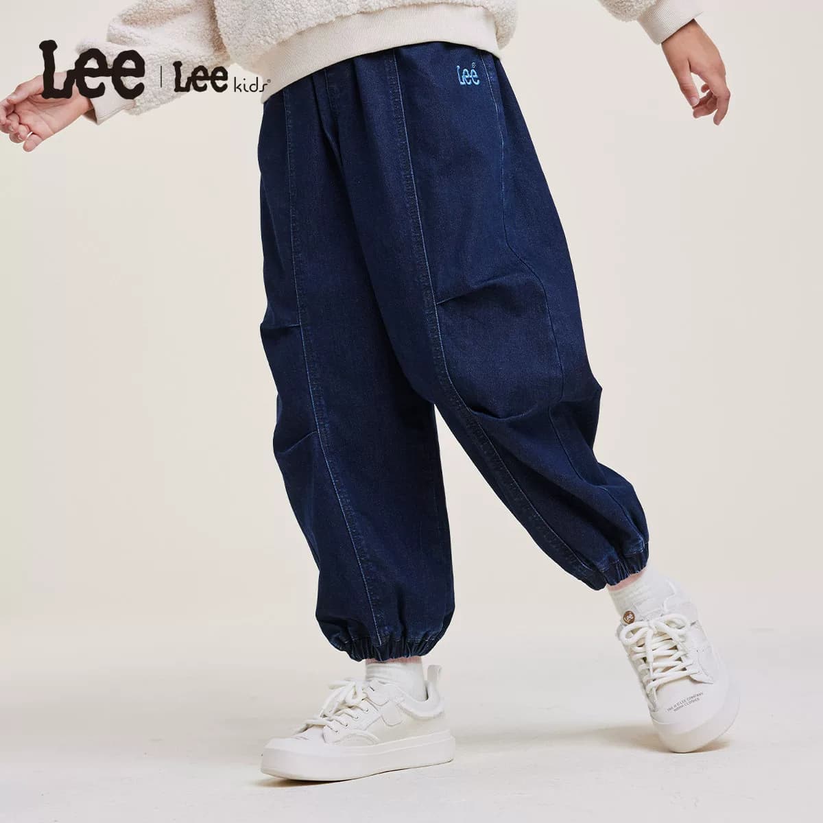 Lee kids儿童牛仔长裤百搭男童女童宽松工装时尚潮流水洗休闲裤子 - 缩略图3
