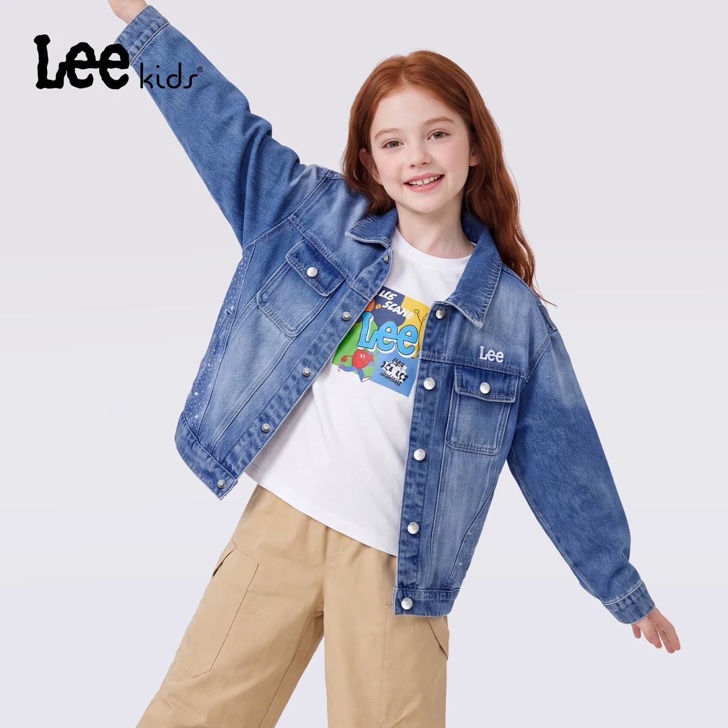 Lee kids儿童牛仔外套男童女童大童春秋百搭休闲波点印花夹克衬衫 - 缩略图5