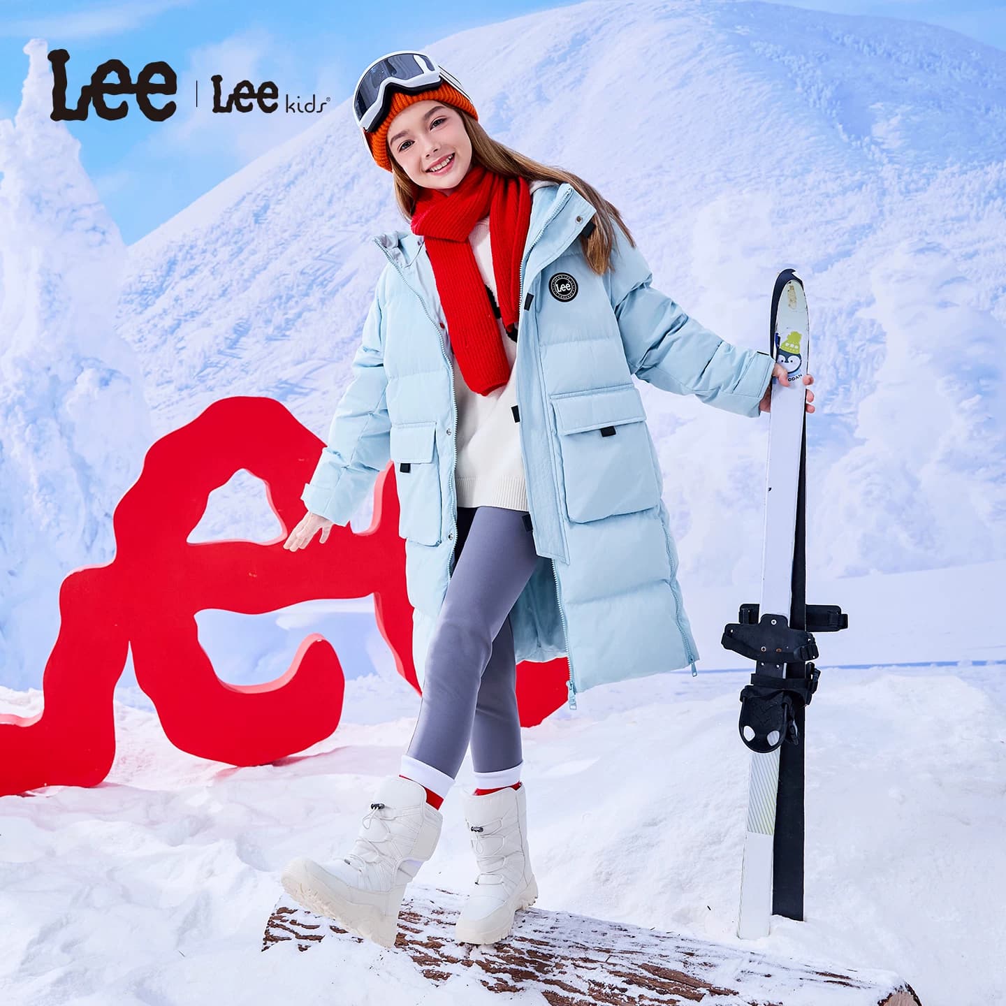 Lee kids童装中长款连帽羽绒服秋冬新款舒适鸭绒保暖冬装男童外套 - 缩略图5