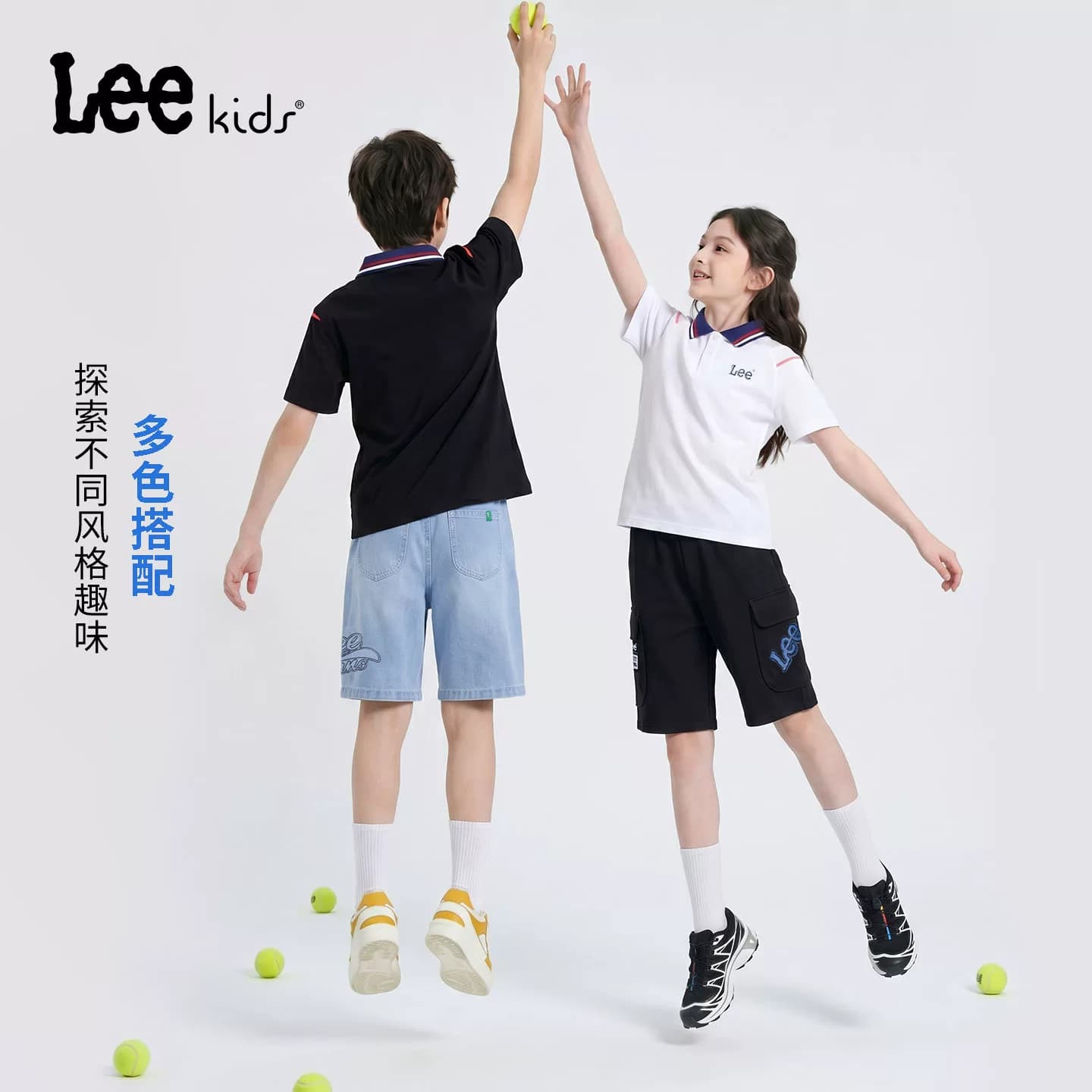 Lee kids儿童POLO衫男女童中大童学院风翻领透气休闲短袖T恤上衣 - 缩略图5