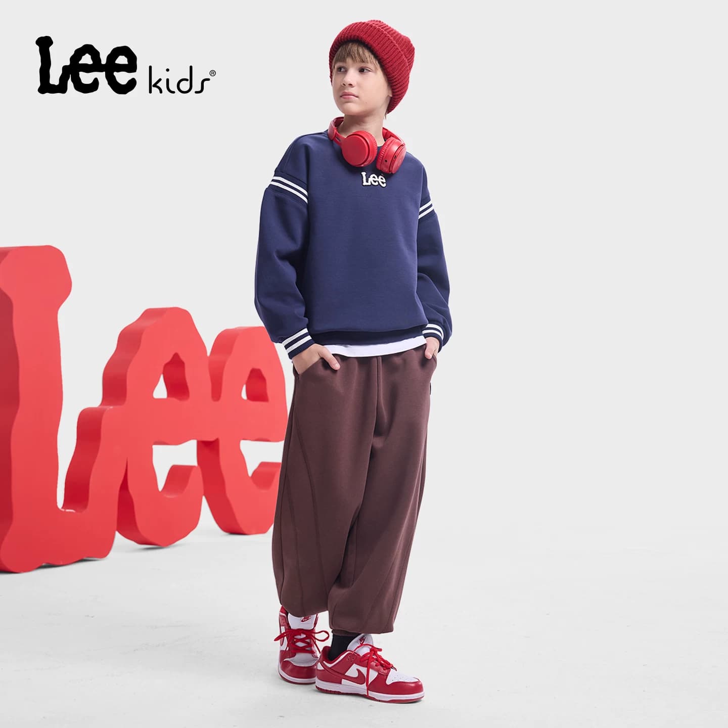 Lee kids官方正品儿童针织长裤秋冬百搭时尚宽松束腿裤休闲男女童 - 缩略图4
