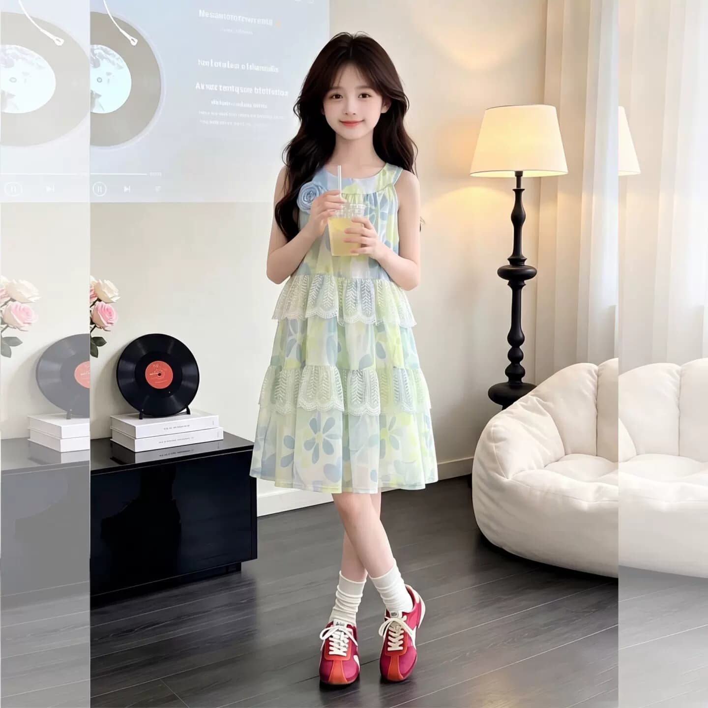 大裙摆气质2026夏季女童公主风挂脖连衣裙女宝宝小清新吊带沙滩裙 - 缩略图2