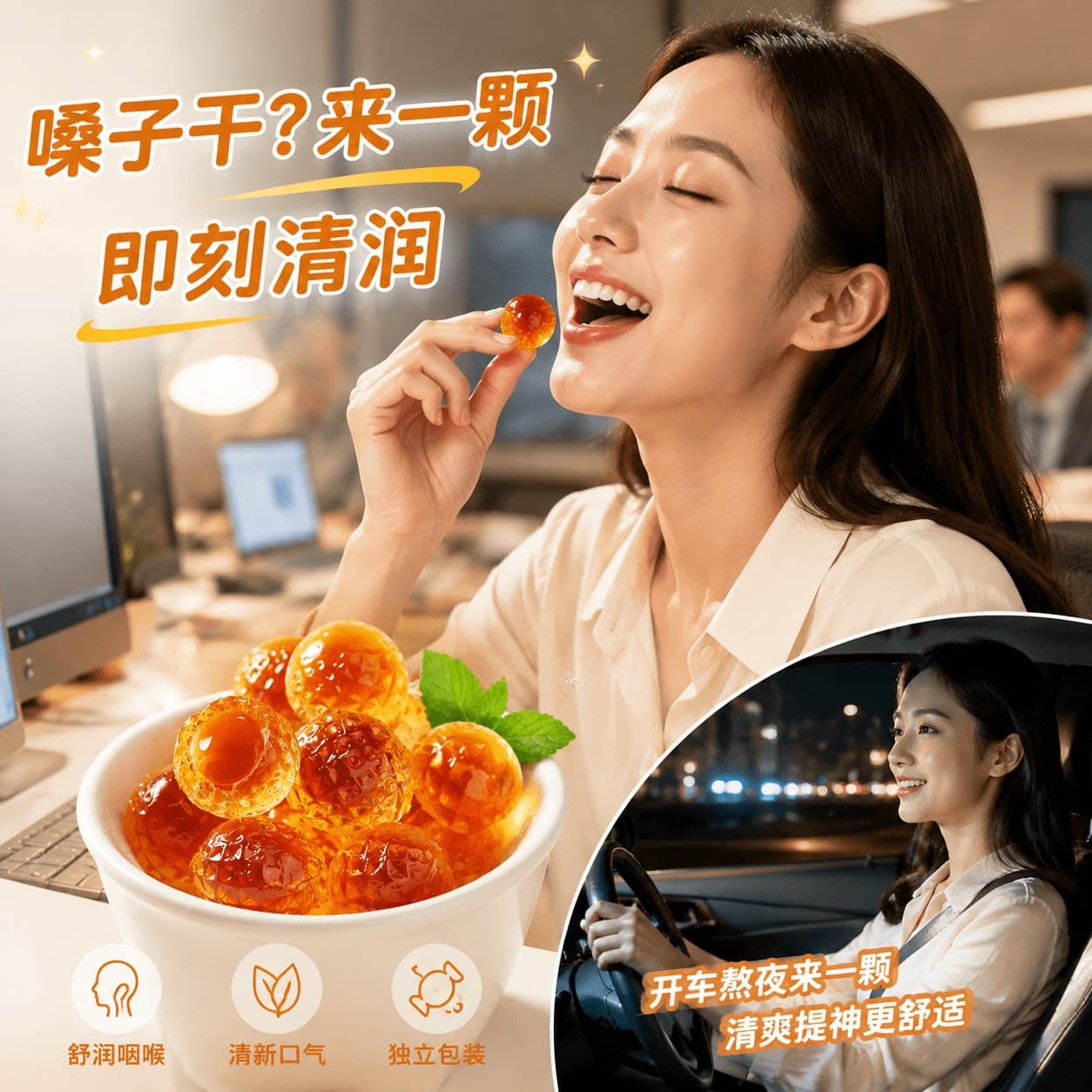 王老吉软糖零食草本配方维生素c柠檬原味凝胶爆浆糖果60g果味盒装 - 缩略图2