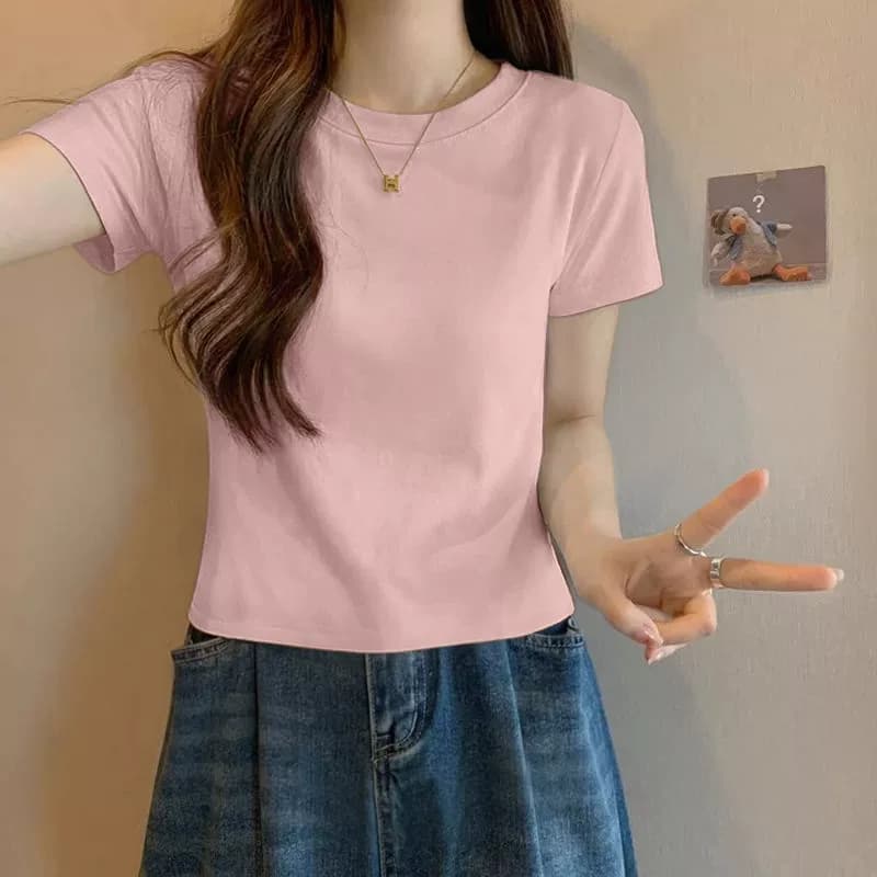纯白色高腰显瘦棉质短袖t恤女夏季2026新款宽松时尚短款上衣ins - 缩略图3