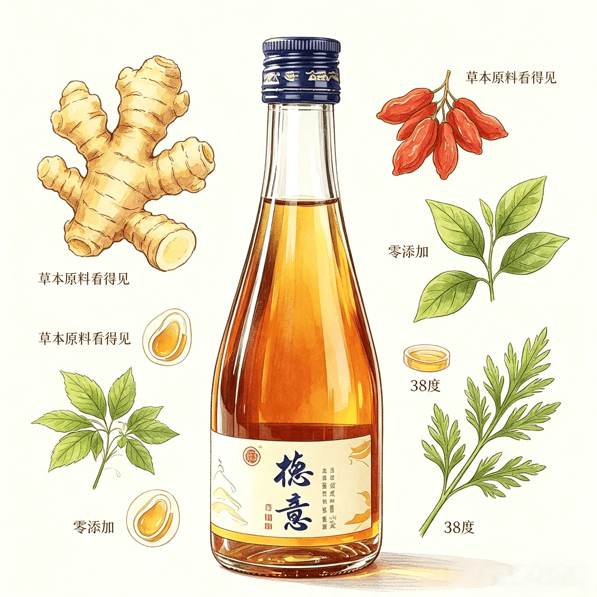 德意黄精酒零糖零添加38度125ml四瓶礼盒装送礼生日长辈聚会微醺 - 缩略图3