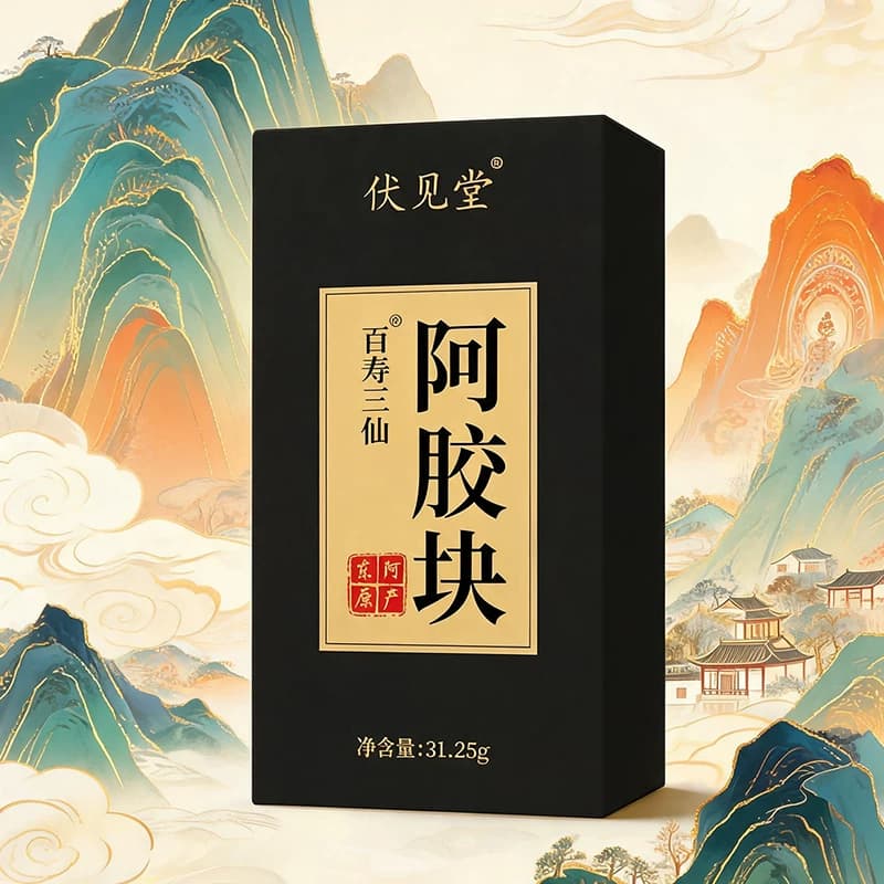 伏见堂百寿三仙阿胶块31.25g山东驴皮原产地直发东阿县黑金礼盒 - 缩略图3