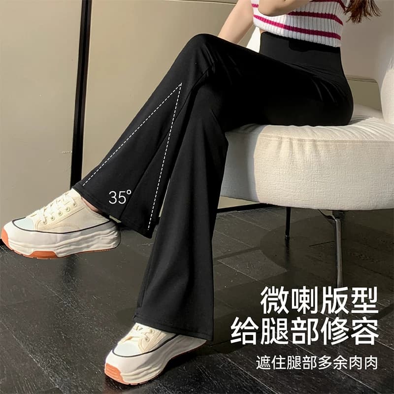 黑色瑜伽裤女2026夏季薄款微喇叭裤高腰提臀显瘦健身裤运动鲨鱼裤 - 缩略图4