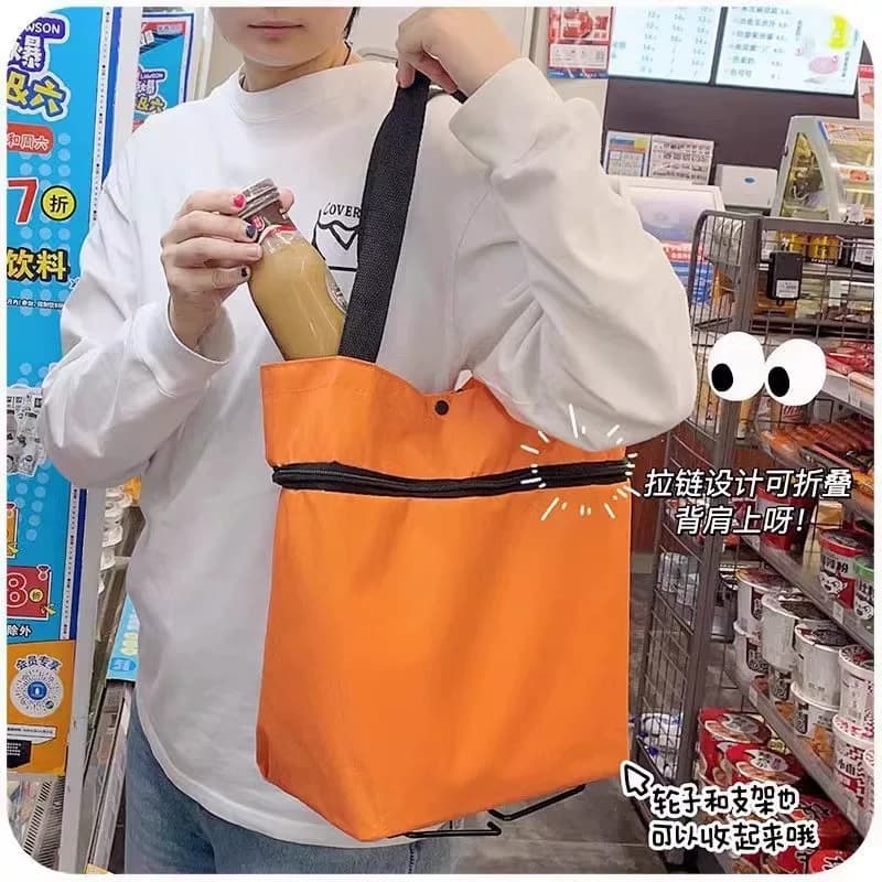 购物袋带轮子可折叠买菜小拉车拖轮便携式女大容量包家用超市好物 - 缩略图3